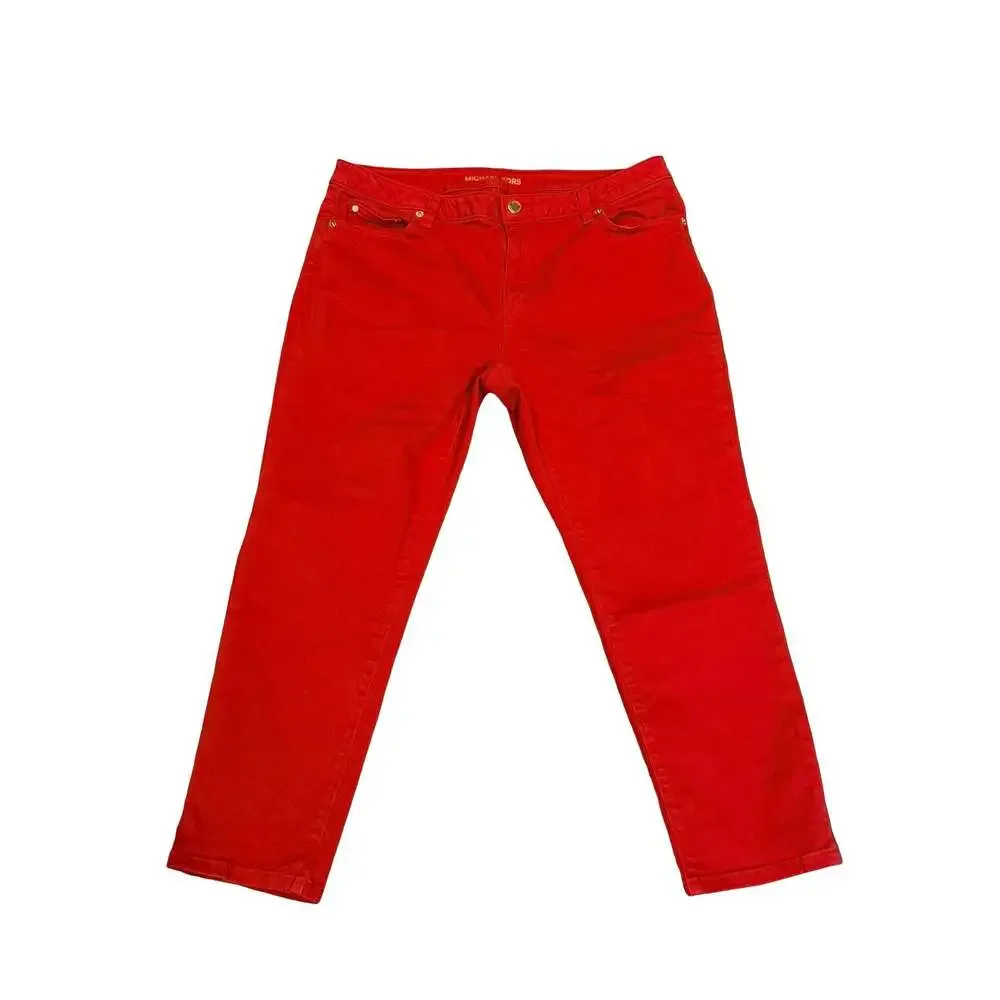 Michael Kors Red Izzy Cropped Jeans Size 12
